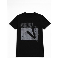 Markapia Man Erkek Bisiklet Yaka Baskı Detay Siyah T-Shirt