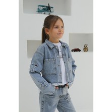 Mutlu Kids Aplikeli Kız Kot Ceket
