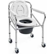Genel Tekerlekli Komot Tuvalet Sandalyesi Alüminyum Gövdeli Ayarlanabilir Yükseklik Kilitli Tekerlek