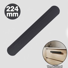 Badem10 Anzer Çizgili Mat Siyah 224 mm Çekmece Dolap Kulp Modern Metal Tasarım Mobilya Kulbu