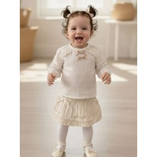 Danuna Kids Kız Bebek Peluş Yelek Alt Üst Bluz Etek Külotlu Çorap % 100 Pamuklu  4'lütakım  (6-24 Ay)