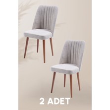 MyMassa Polo Sandalye - Jerika Krem - Ahşap Ceviz Ayak ( 2 Adet ) - Salon Sandalyesi / Mutfak Sandalyesi