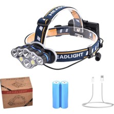 MiraLive PS-888 Güçlü USB Şarj Edilebilir Profesyonel 8 Modlu 6000 Lümen 8 LED Su Geçirmez Kafa Lambası