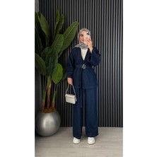 Molly Nelly Kadın Kot Kemer Detaylı Pantolon Bluz Takım