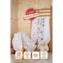 Luckka Dijital Baskılı 6'lı Çok Amaçlı Müslin Örtü Seti - 75x75 Cm- Ztc100