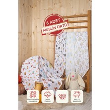 Luckka Dijital Baskılı 6'lı Çok Amaçlı Müslin Örtü Seti - 75x75 Cm- Ztc100