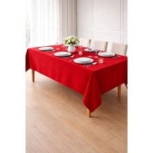 PerdeYap Kadife Dokulu Kırmızı Renk Masa Örtüsü 23-Kırmızı