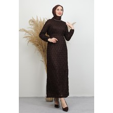 Marya Tesettür Tül Elbise Acı Kahve