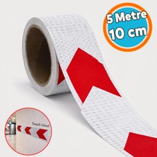 Nzb Kırmızı Beyaz Petekli Ok Yönlendirme Reflektörlü Reflektif Yapışkanlı En 10 cm (5 Metre) Şerit Bant