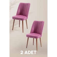 MyMassa Polo Sandalye - Jerika Pembe - Ahşap Ceviz Ayak ( 2 Adet ) - Salon Sandalyesi / Mutfak Sandalyesi