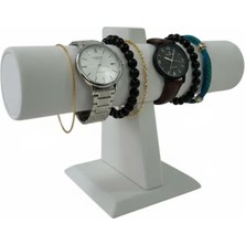 Megass Dekor Tekli Süet Kumaş Krem Renk 22/16 cm Saat Bileklik Sergileme Standı