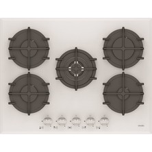 Vinola MOG.7110.111.02  Döküm Izgaralı Wok Gözlü Beyaz Cam Ocak - Doğalgaz