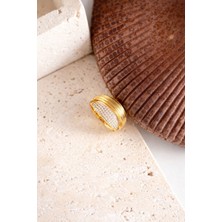 Deesse Latelier GOLD RENK ZİRKON ÇİFT KATMANLI YÜZÜK