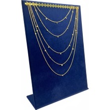 Megass Dekor Süet Kumaş Lacivert Renk 24/34 cm Tırnaklı Tesbih-Kolye-Zincir Ayaklı Standı