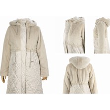 JOOQSTORE Peluş Kapüşonlu Kapitone Mont