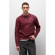 Vamos Yumuşak Dokulu Oversize Triko Kazak Bordo