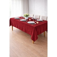 PerdeYap Kadife Dokulu Bordo Renk Masa Örtüsü 27-Bordo