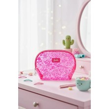 Miniso Barbie Lisanslı Yarı Saydam Kozmetik Çantası (Gül Kırmızısı)