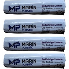 Şengür Ambalaj 80X110 Endüstriyel Jumbo Çöp Torbası - 500GR 10'lu Rulo -4 Adet
