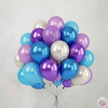 Joyane Metalik Mavi Mor Lavanta Inci Beyazı Balon Seti 25’li 11 Inç | Parti & Doğum Günü