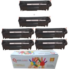 QPrint Hp Çipli Q2612A 12A 5 + 1 Ekonomik Paket Garantili Uyumlu Toner 1010/1012/1015/1018/1020 Muadil Toner