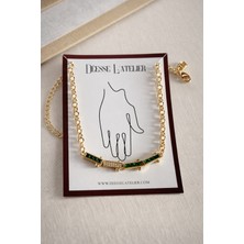 Deesse Latelier GOLD GREEN TAŞLI BARRA BİLEKLİK