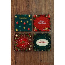 Begoloni Doğal Taş Bardak Altlığı - Christmast Yeni Yıl Baskılı 10X10CM Ai Noel - Stone Coasters 519