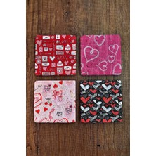 Begoloni Doğal Taş Bardak Altlığı Sevgililer Günü Hediyesi 4'lü Set