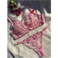 Arona Lingerie Büyük Beden Kalpli Brode Dantelli Desteksiz Sütyen Takımı - C Kap - A-137