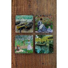 Begoloni Doğal Taş Bardak Altlığı - Claude Monet Eserleri Baskılı 10X10CM Stone Coasters