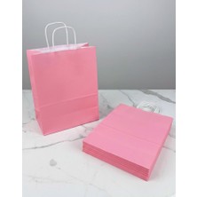e ERTA Pembe Renkli Kraft Çanta 25X31 cm 10 Adet Hediye Poşeti , Hediye Paketi , Kraft Kağıt Çanta