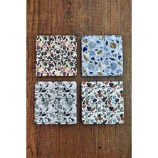 Begoloni Doğal Taş Bardak Altlığı - Mozaik Desenler Baskılı 10X10CM Stone Coasters