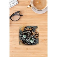 Begoloni Baskılı Doğaltaş Bardak Altlığı - Doğal Taş Bardak Altı