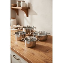 Bernardo Sonora Indüksiyon Tabanlı 8 Parça Çelik Tencere Seti