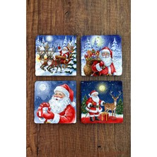 Begoloni Doğal Taş Bardak Altlığı - Mery Christmast Baskılı 10X10CM Yeni Yıl Noel Stone Coasters 495