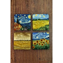 Begoloni Doğal Taş Bardak Altlığı - Van Gogh Aı Eserleri Baskılı 10X10CM Yapay Zeka Stone Coasters 479