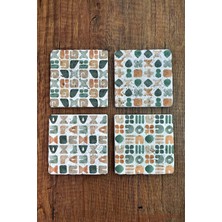 Begoloni Doğal Taş Bardak Altlığı - Renkli Muted Desenler Baskılı 10X10CM Stone Coasters