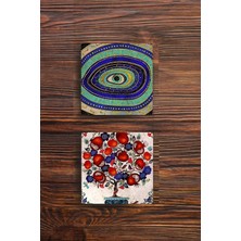 Begoloni Taş Bardak Altlığı Fil Nazar Nar Ağacı Nar Baskılı 2'li Set