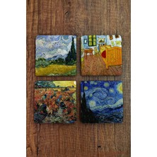 Begoloni Doğal Taş Bardak Altlığı - Van Gogh Eserleri Baskılı 10X10CM Stone Coasters