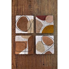Begoloni Doğal Taş Bardak Altlığı Pastel Renkler Baskılı 4'lü Set - Stone Coasters
