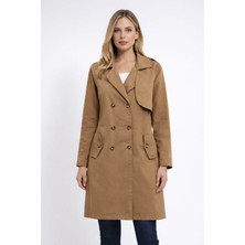 Malkan Kruvaze Yaka Trençkot (Çanta Hediyeli)