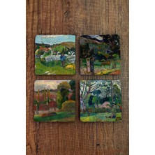 Begoloni Doğal Taş Bardak Altlığı - Paul Gaugin Eserleri Baskılı 10X10CM Stone Coasters