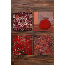 Begoloni Doğal Taş Bardak Altlığı Uv Baskılı 4'lü Set - Geleneksel Desenler Stone Coasters