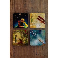 Begoloni Taş Bardak Altlığı Küçük Prens Baskılı Baskılı 4'lü Set - Stone Coasters