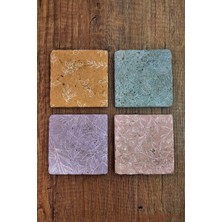Begoloni Doğal Taş Bardak Altlığı Pastel Renk Çiçek Desenler Baskılı 4'lü Set - Stone Coasters 272