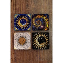 Begoloni Doğal Taş Bardak Altlığı Astroloji - Burçlar Baskılı 4'lü Set Bardak Altlığı - Stone Coasters