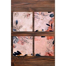 Begoloni Doğal Taş Bardak Altlığı 4'lü Set - Çiçek Desenli