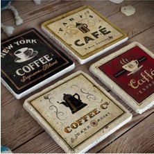 Begoloni Taş Bardak Altlığı 4'lü Set (10X10CM) Baskılı