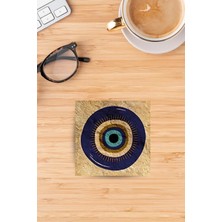 Begoloni Doğaltaş Bardak Altlığı Uv Baskılı - Nazar Boncuğu Baskılı Doğal Taş Bardak Altı