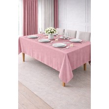 PerdeYap Kadife Dokulu Açık Gülkurusu Renk Masa Örtüsü 12481-Açık Gülkurusu
